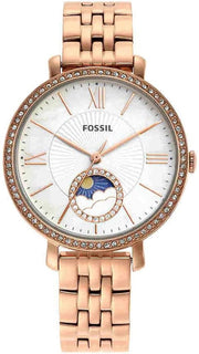  Shop Authentic Fossil Jacqueline Analog Moonphase Mother of Pearl White Dial Rose Gold Steel Strap Watch for Women - ES5165 - Luxxuri
