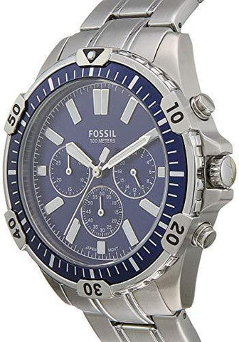  Shop Authentic Fossil Garrett Chronograph Blue Dial Silver Steel Strap Watch for Men - FS5623 - Luxxuri