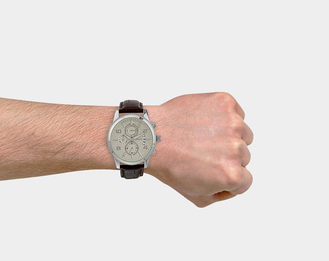  Shop Authentic Guess Exec Chronograph White Dial Brown Leather Strap Watch For Men - W0076G2 - Luxxuri