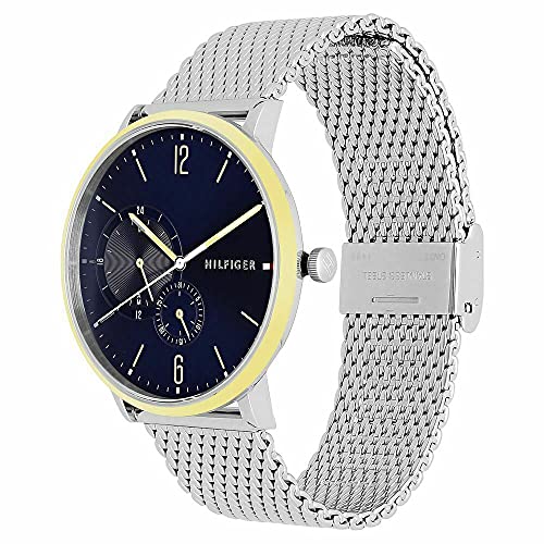  Shop Authentic Tommy Hilfiger Brooklyn Quartz Blue Dial Silver Mesh Bracelet Watch for Men - 1791505 - Luxxuri