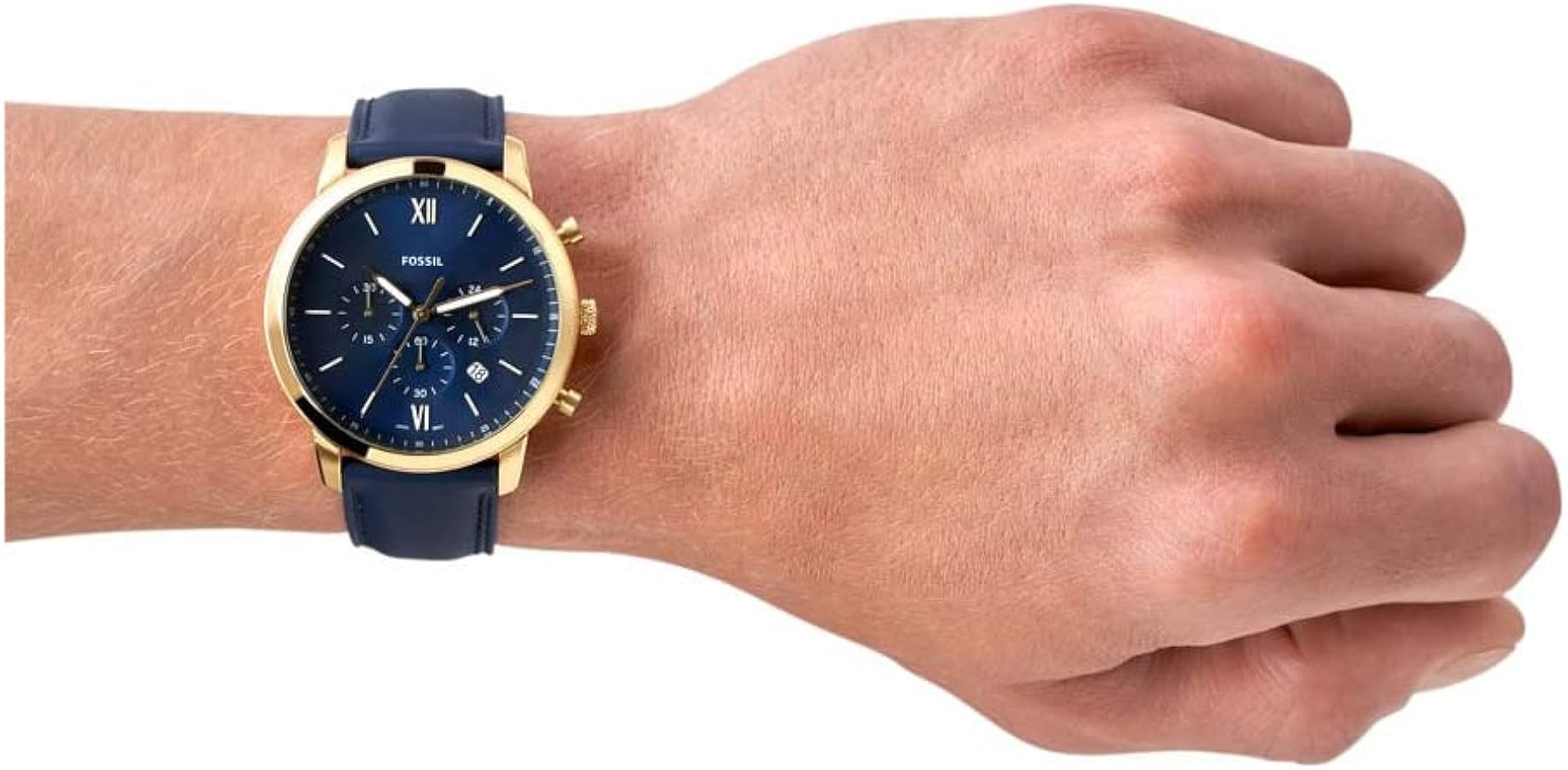  Shop Authentic Fossil Neutra Chronograph Blue Dial Blue Leather Strap Watch for Men - FS5790 - Luxxuri