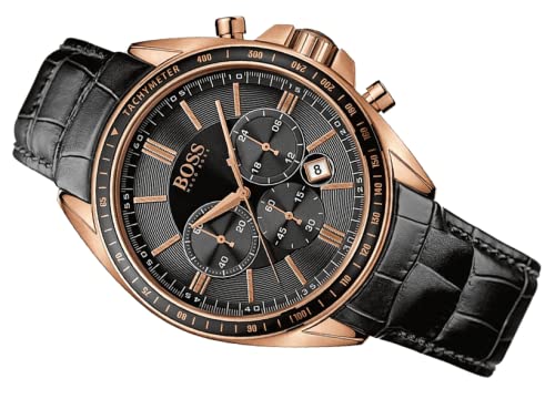  Shop Authentic Hugo Boss Driver Black Dial Black Leather Strap Watch for Men - 1513092 - Luxxuri