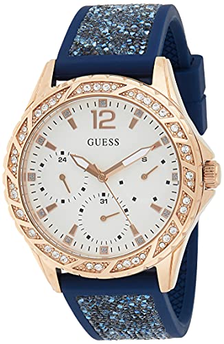  Shop Authentic Guess Swirl Analog Quartz White Dial Blue Rubber Strap Watch for Women - W1096L4 - Luxxuri