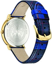  Shop Authentic Versace V-Circle Black Dial Blue Leather Strap Watch for Women - VE8100218 - Luxxuri