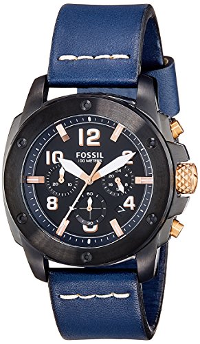  Shop Authentic Fossil Modern Machine Chronograph Black Dial Blue Leather Strap Watch for Men - FS5066 - Luxxuri