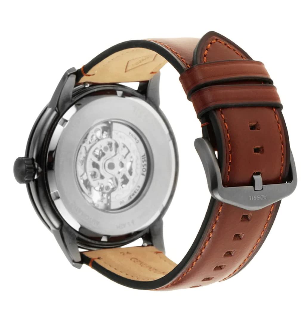  Shop Authentic Fossil Townsman Automatic Skeleton Black Dial Brown Leather Strap Watch for Men - ME3181 - Luxxuri
