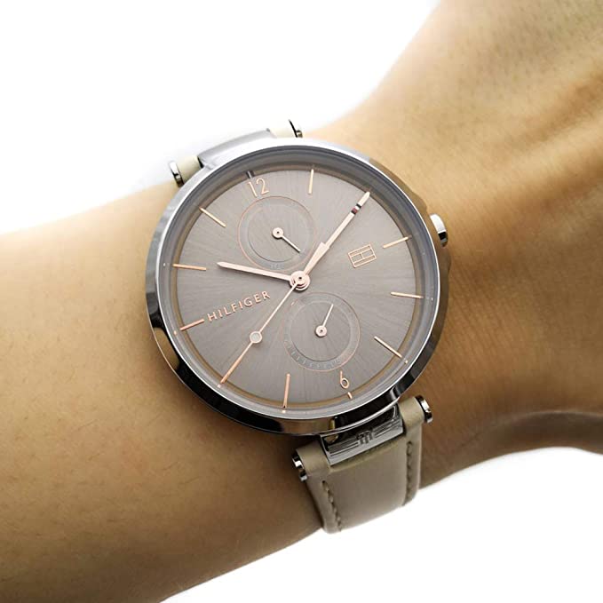  Shop Authentic Tommy Hilfiger Angela Silver Dial Cream Leather Strap Watch for Women - 1782123 - Luxxuri