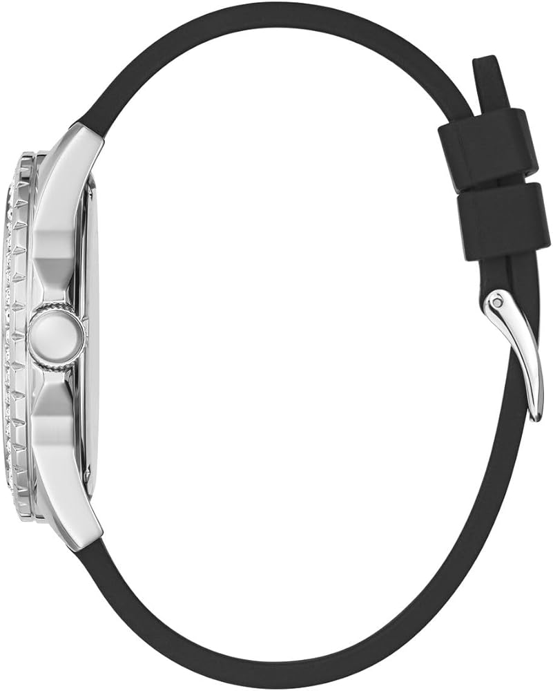 Shop Authentic Guess King Quartz Crystals Silver Dial Black Silicone Strap Watch For Men - GW0537G1 - Luxxuri