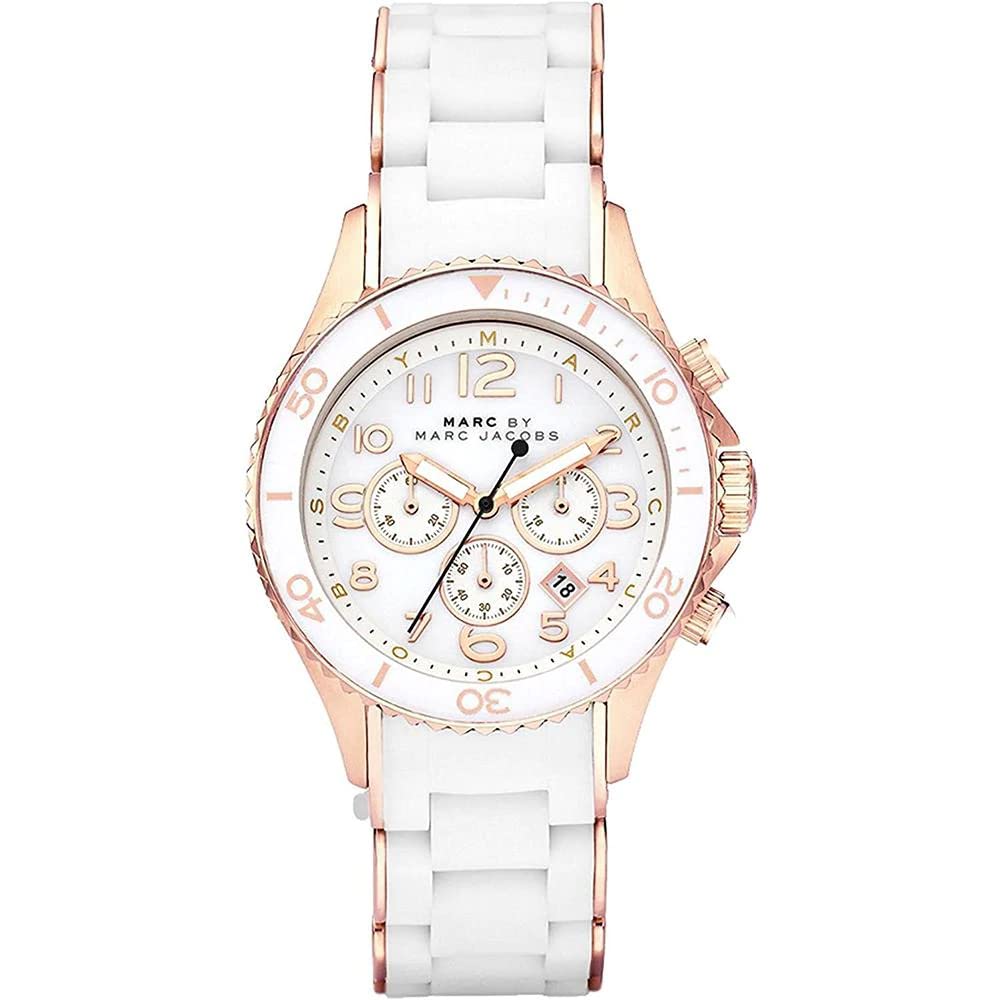  Shop Authentic Marc Jacobs Rock Chronograph White Dial White Silicone Strap Watch for Women - MBM2547 - Luxxuri