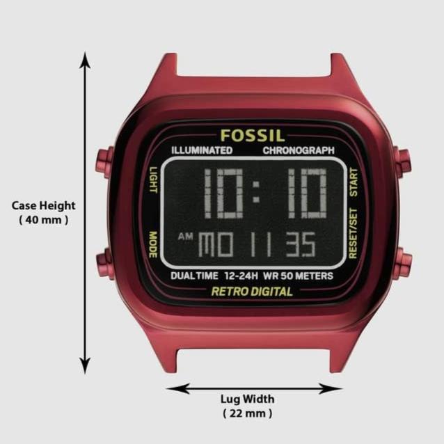  Shop Authentic Fossil Retro Analog-Digital Black Dial Red Steel Strap Watch for Men - FS5897 - Luxxuri