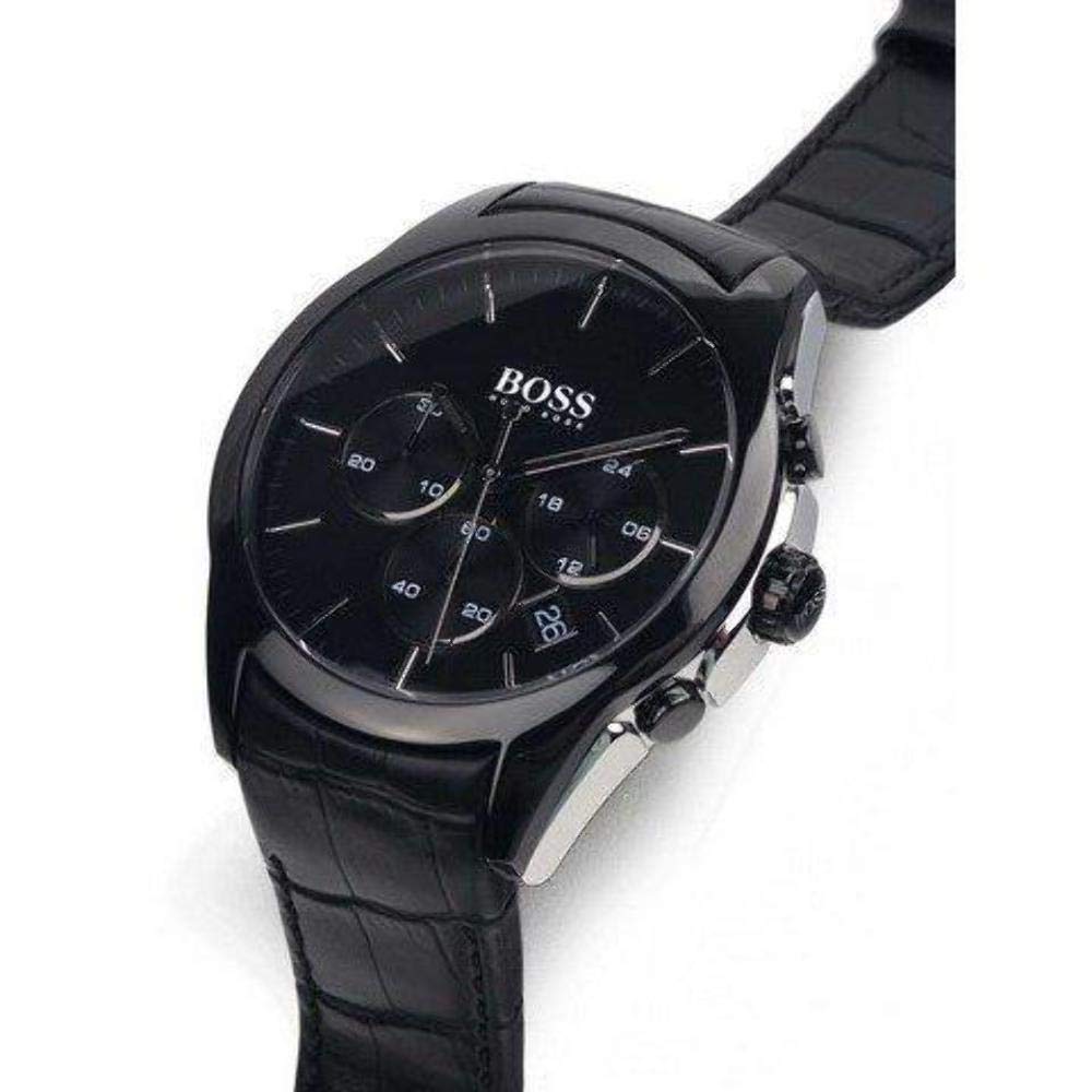  Shop Authentic Hugo Boss Onyx Black Dial Black Leather Strap Watch for Men - 1513367 - Luxxuri