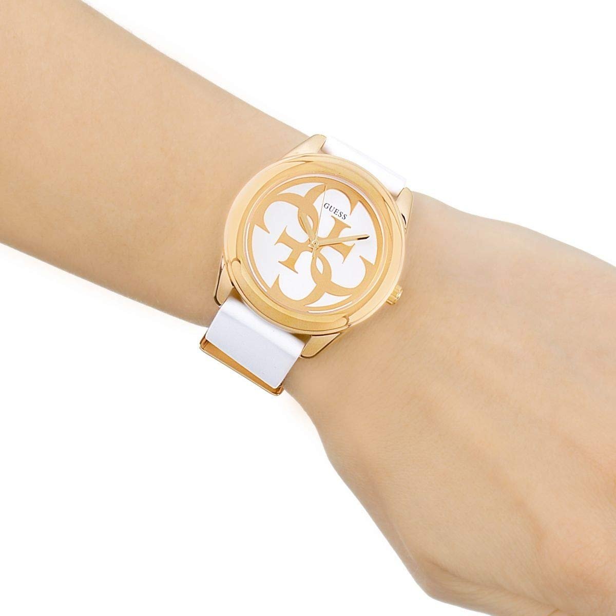  Shop Authentic Guess G Twist White & Gold Dial White Silicone Strap Watch For Women - W0911L5 - Luxxuri