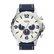  Shop Authentic Fossil Nate Chronograph White Dial Blue Leather Strap Watch for Men - JR1480 - Luxxuri