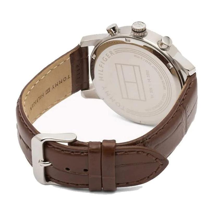  Shop Authentic Tommy Hilfiger Kane Chronograph White Dial Brown Leather Strap Watch for Men - 1791400 - Luxxuri