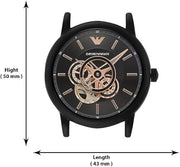  Shop Authentic Emporio Armani Luigi Automatic Skeleton Black Dial Black Leather Strap Watch For Men - AR60012 - Luxxuri