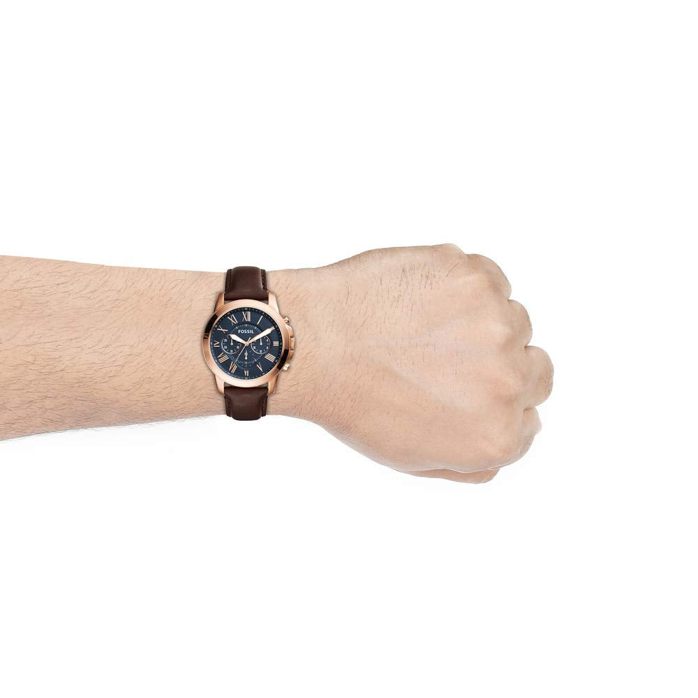  Shop Authentic Fossil Grant Chronograph Blue Dial Brown Leather Strap Watch for Men - FS5068 - Luxxuri