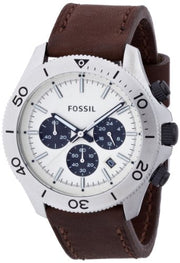  Shop Authentic Fossil Retro Traveler Chronograph White Dial Brown Leather Strap Watch for Men - CH2886 - Luxxuri