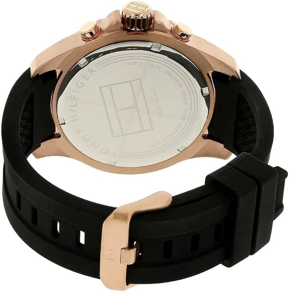  Shop Authentic Tommy Hilfiger Sport Multifunction Black Dial Black Rubber Strap Watch for Men - 1791145 - Luxxuri