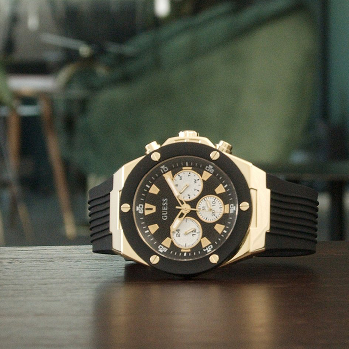  Shop Authentic Guess Poseidon Chronograph Black Dial Black Rubber Strap Watch for Men - GW0057G1 - Luxxuri