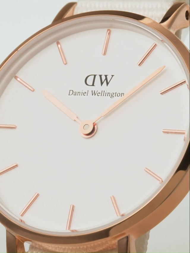  Shop Authentic Daniel Wellington Classic Petite Dover White Dial White Nylon Strap Watch For Women - DW00100313 - Luxxuri