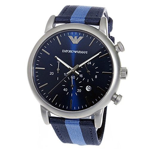  Shop Authentic Emporio Armani Luigi Chronograph Quartz Blue Dial Blue Nylon Strap Watch For Men - AR1949 - Luxxuri
