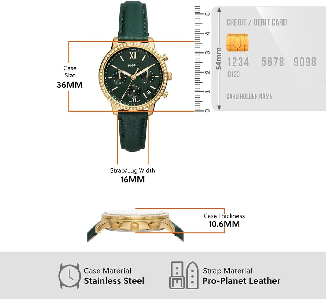  Shop Authentic Fossil Neutra Chronograph Green Dial Green Leather Strap Watch for Women - ES5239 - Luxxuri