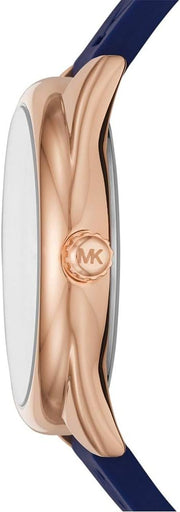  Shop Authentic Michael Kors Janelle Three Hand Blue Dial Blue Rubber Strap Watch For Women - MK7140 - Luxxuri