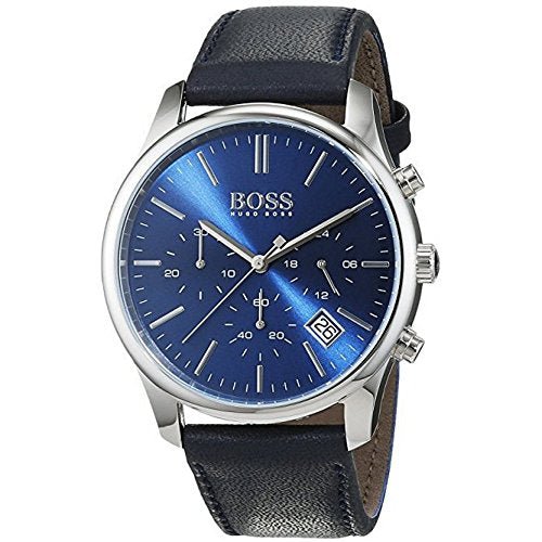  Shop Authentic Hugo Boss Time One Blue Dial Black Leather Strap Watch for Men - 1513431 - Luxxuri