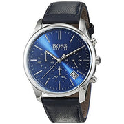  Shop Authentic Hugo Boss Time One Blue Dial Black Leather Strap Watch for Men - 1513431 - Luxxuri