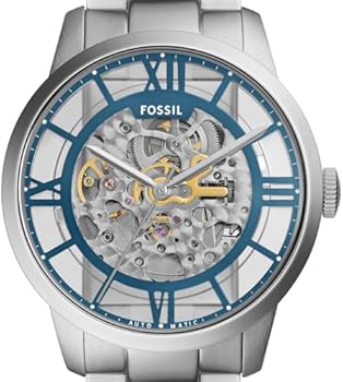  Shop Authentic Fossil Townsman Automatic Skeleton Silver Dial Silver Steel Strap Watch for Men - ME3044 - Luxxuri