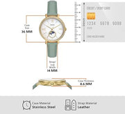  Shop Authentic Fossil Jacqueline Analog Moonphase Mother of Pearl White Dial Green Leather Strap Watch for Women - ES5168 - Luxxuri