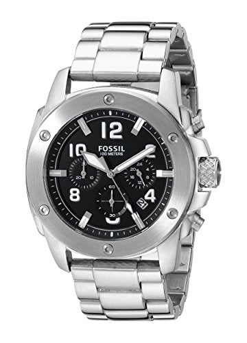  Shop Authentic Fossil Modern Machine Black Dial Silver Steel Strap Watch for Men - FS4926 - Luxxuri