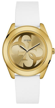  Shop Authentic Guess G-Twist Gold Dial White Rubber Strap Watch for Women - W0911L7 - Luxxuri