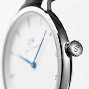  Shop Authentic Daniel Wellington Dapper Sheffield White Dial Black Leather Strap Watch For Women - DW00100096 - Luxxuri