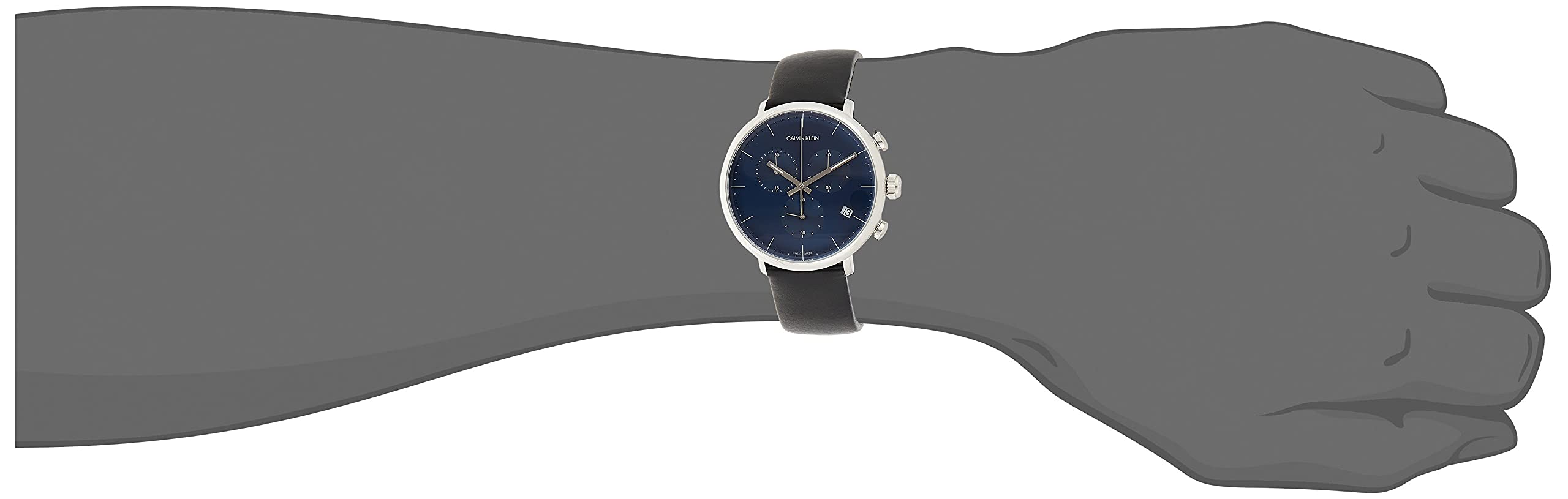  Shop Authentic Calvin Klein High Noon Chronograph Blue Dial Black Leather Strap Watch for Men - K8M271CN - Luxxuri
