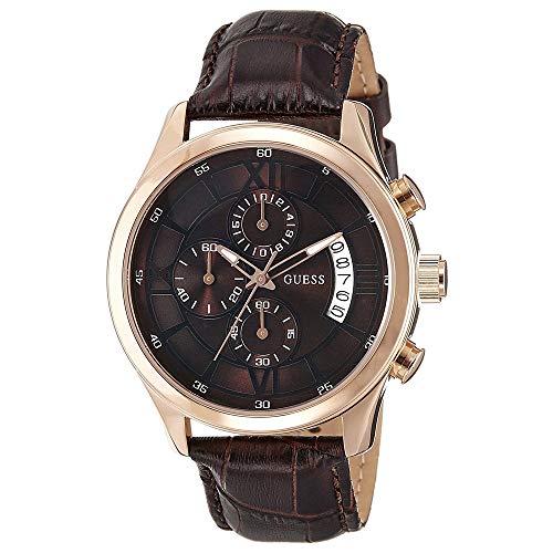  Shop Authentic Guess Analog Chronograph Brown Dial Brown Leather Strap Watch For Men - W14052G2 - Luxxuri