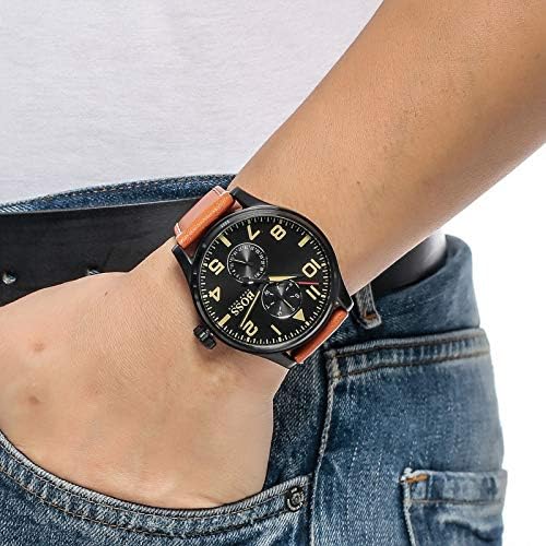  Shop Authentic Hugo Boss Aeroliner Maxx Chronograph Black Dial Brown Leather Strap Watch For Men - 1513082 - Luxxuri