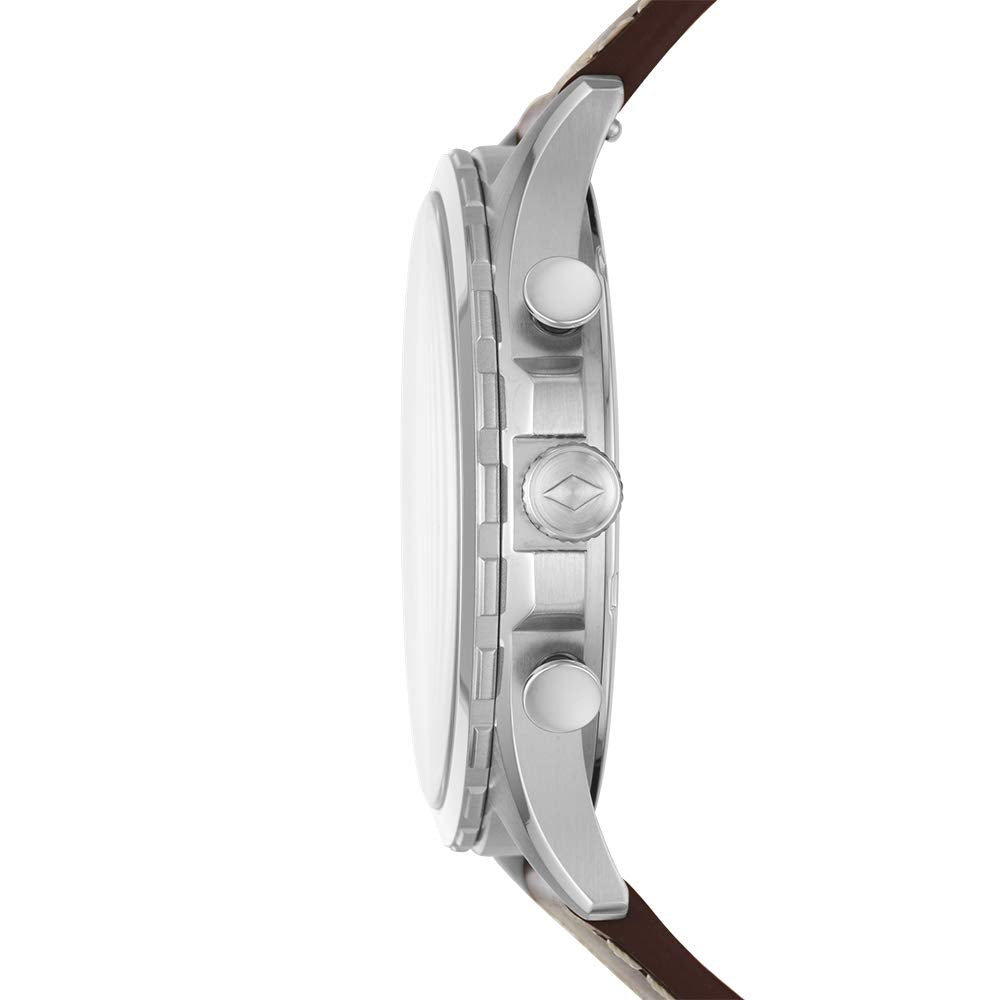  Shop Authentic Fossil Forrester Chronograph White Dial Brown Leather Strap Watch for Men - FS5696 - Luxxuri
