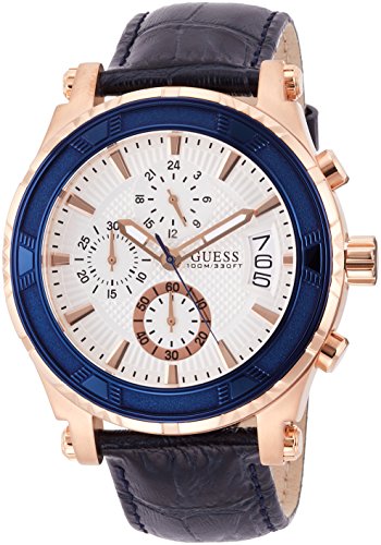  Shop Authentic Guess Pinnacle Chronograph White Dial Blue Leather Strap Watch For Men - W0673G6 - Luxxuri