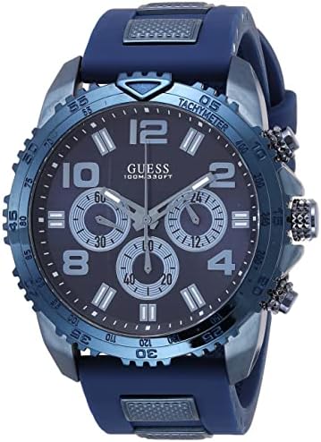  Shop Authentic Guess Velocity Chronograph Blue Dial Blue Rubber Steel Strap Watch for Men - W0599G4 - Luxxuri