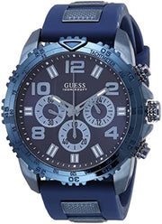  Shop Authentic Guess Velocity Chronograph Blue Dial Blue Rubber Steel Strap Watch for Men - W0599G4 - Luxxuri