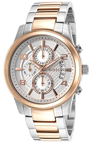  Shop Authentic Guess Exec Chronograph White Dial Two Tone Steel Strap Watch for Men - W0075G2 - Luxxuri