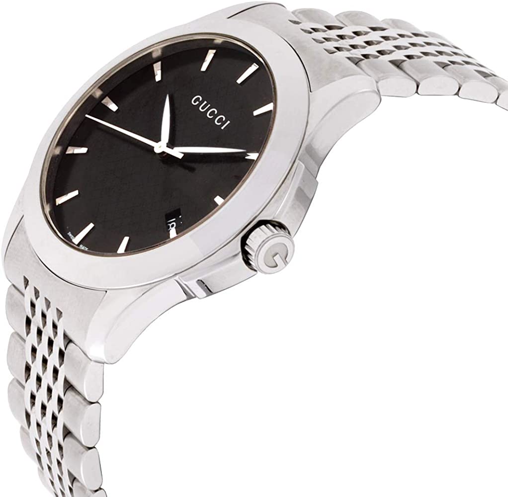  Shop Authentic Gucci G Timeless Black Dial Silver Steel Strap Watch For Men - YA126402 - Luxxuri
