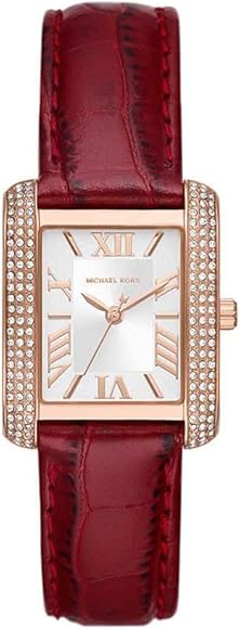  Shop Authentic Michael Kors Emery Quartz Diamonds Silver Dial Red Leather Strap Watch For Women - MK4689 - Luxxuri