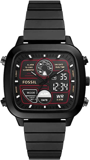  Shop Authentic Fossil Retro Analog-Digital Black Dial Black Steel Strap Watch for Men - FS5891 - Luxxuri