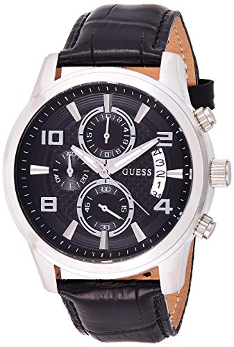  Shop Authentic Guess Exec Chronograph Quartz Black Dial Black Leather Strap Watch for Men - W0076G1 - Luxxuri