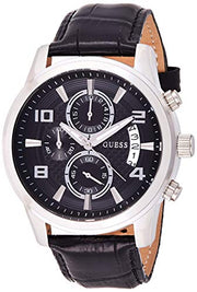 Shop Authentic Guess Exec Chronograph Quartz Black Dial Black Leather Strap Watch for Men - W0076G1 - Luxxuri