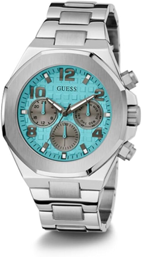  Shop Authentic Guess Empire Chronograph Quartz Sky Blue Dial Silver Steel Strap Watch For Men - GW0489G3 - Luxxuri