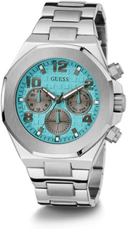  Shop Authentic Guess Empire Chronograph Quartz Sky Blue Dial Silver Steel Strap Watch For Men - GW0489G3 - Luxxuri
