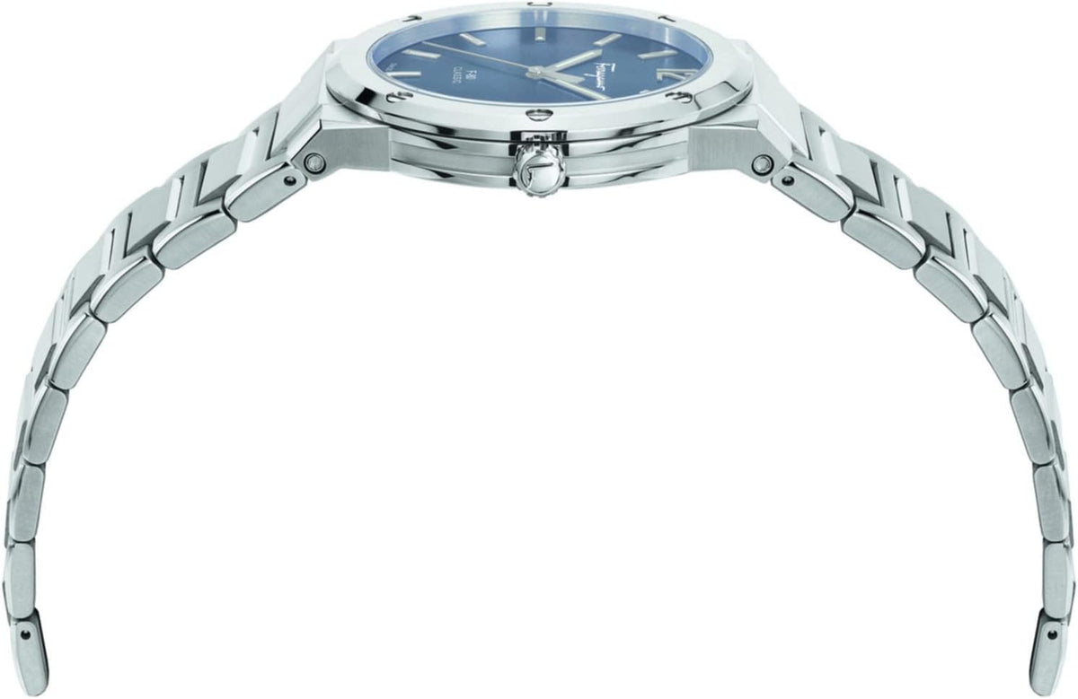  Shop Authentic Salvatore Ferragamo F-80 Classic Blue Dial Silver Steel Strap Watch for Men - SFDT01320 - Luxxuri
